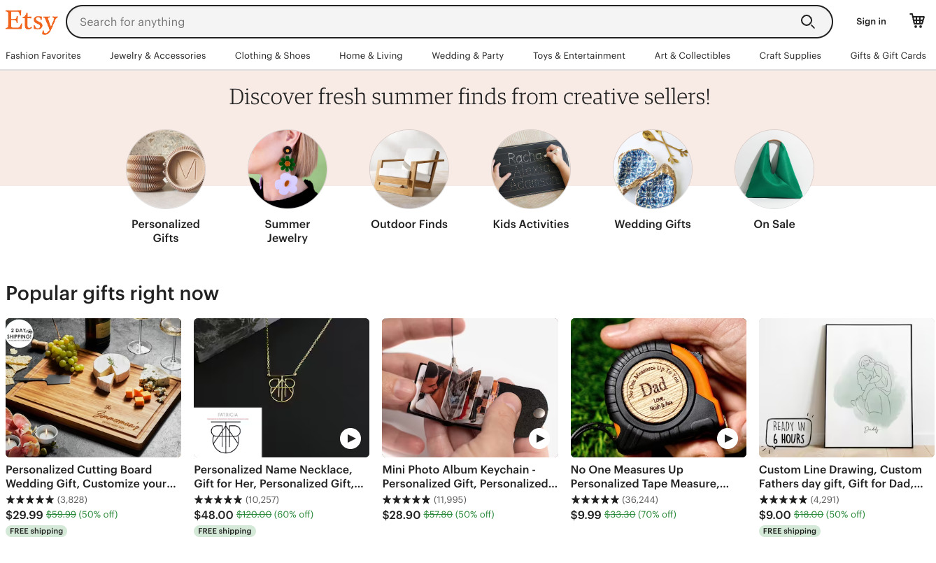 Etsy analytics